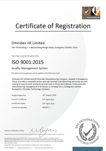 ISO 9001certification_quality manufacturing supplier_industrial manufacturing engineering services_international offshore manufacturer_Omnidex